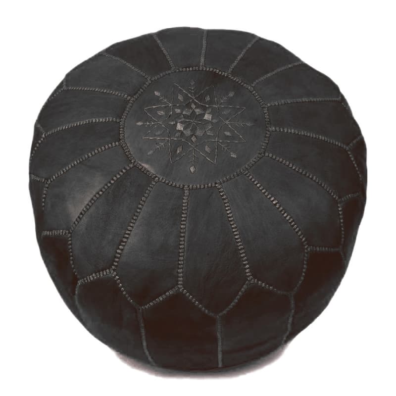 Sitzpoufs - Marokkanischer Leder-Pouf (Schwarz)