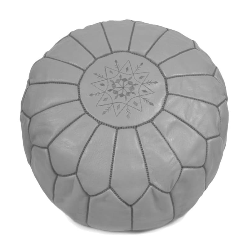 Sitzpoufs - Marokkanischer Leder-Pouf (Hellgrau)
