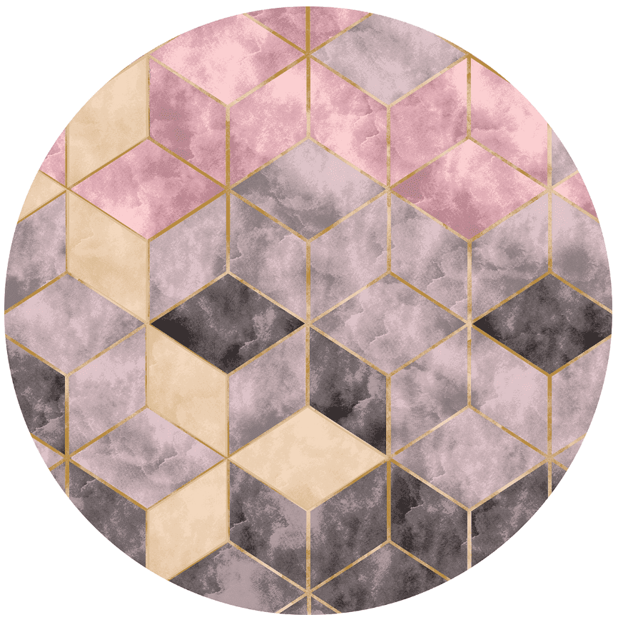 Rund Teppich - Brendola (rosa/grau/gold) (Größe: Ø 120 cm)