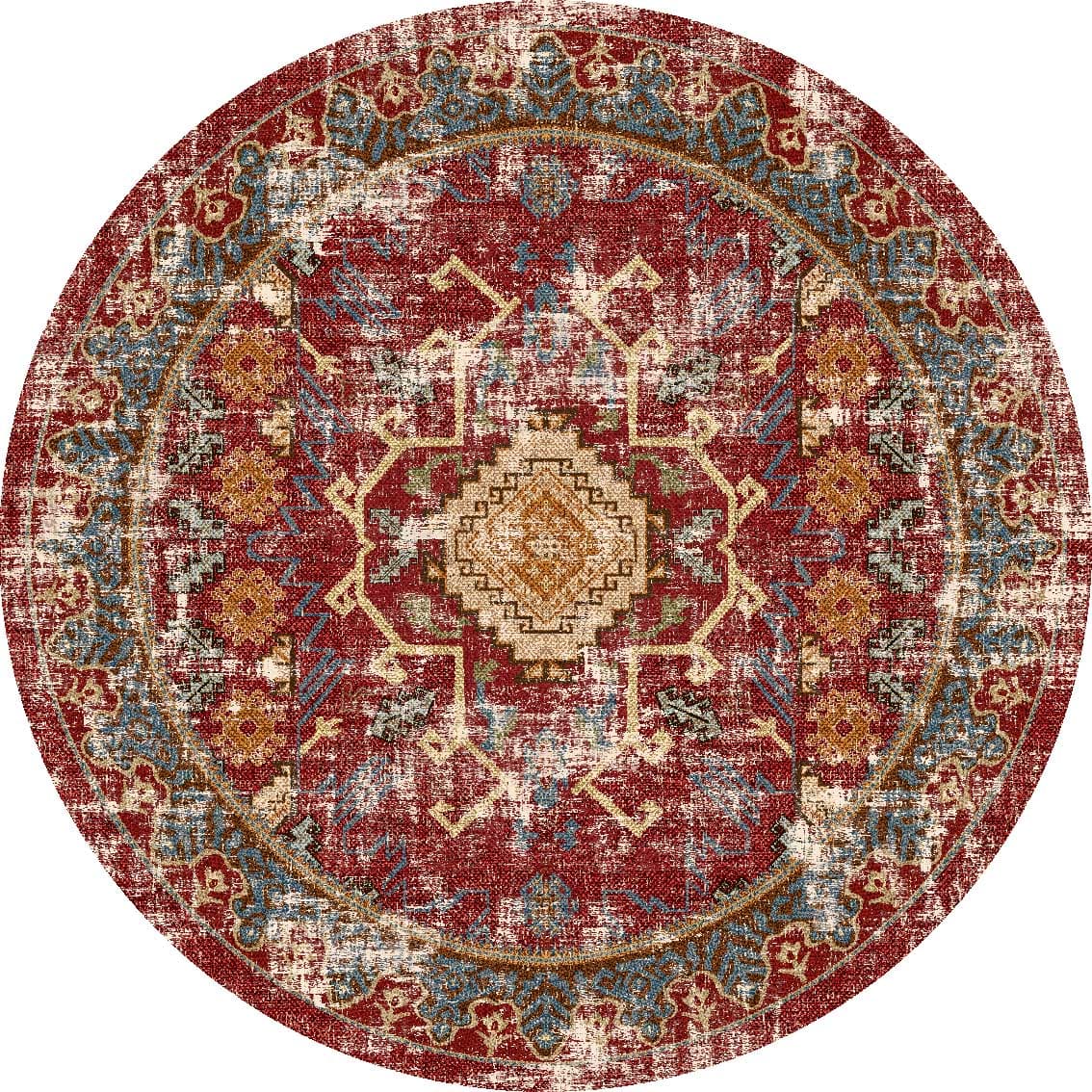 Rund Teppich - Idri (rot/multi) (Größe: Ø 200 cm)