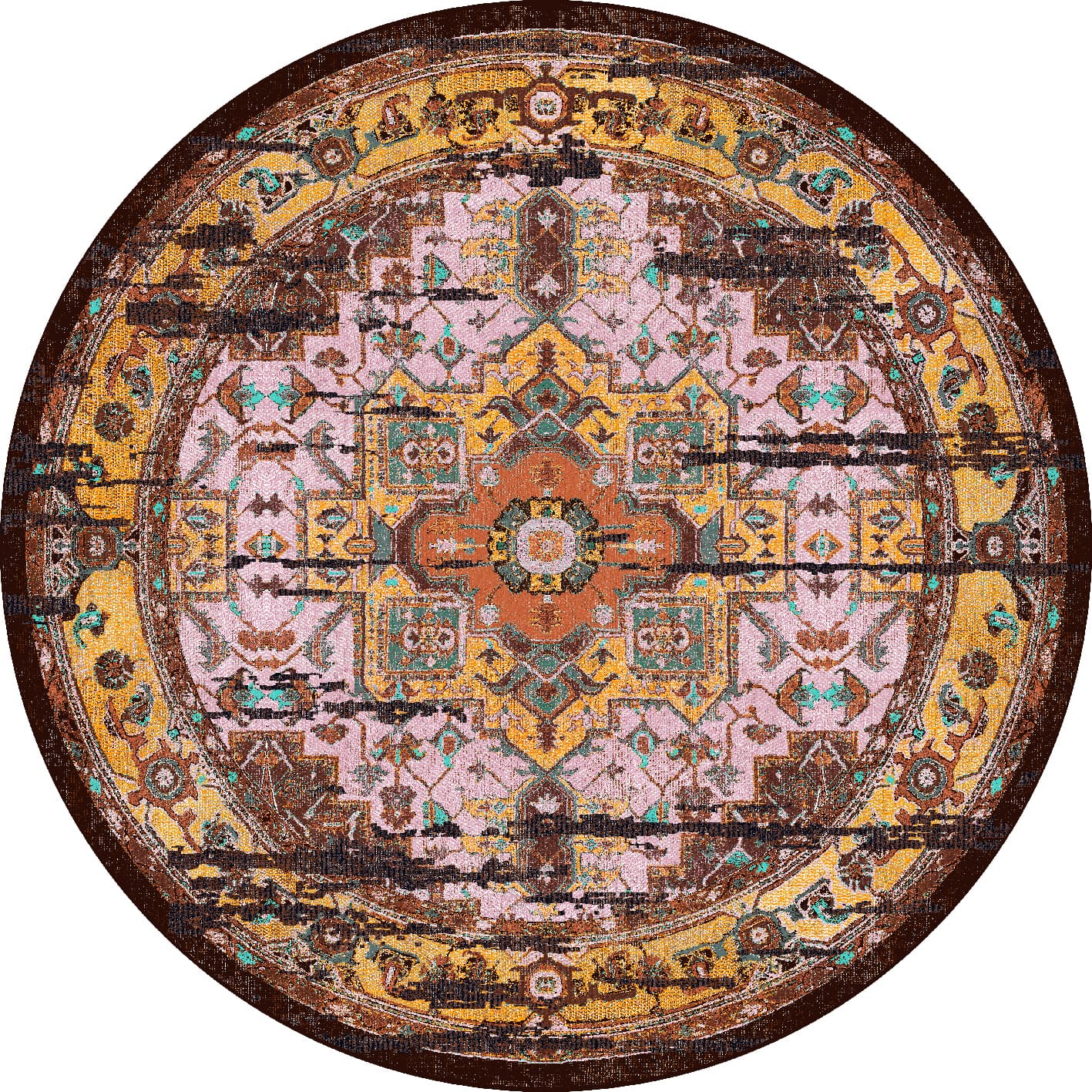 Rund Teppich - Darnah (gelb/multi) (Größe: Ø 160 cm)