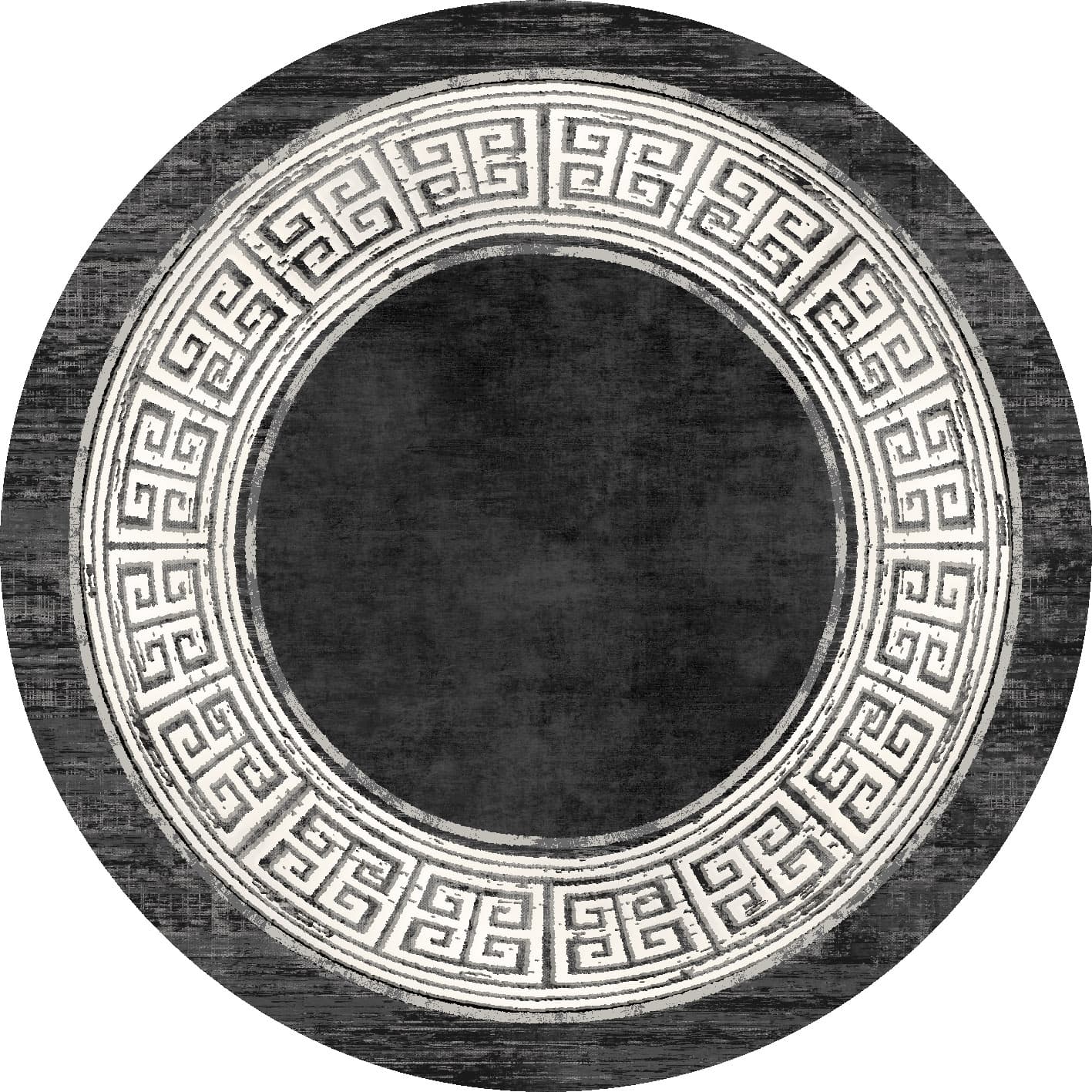 Rund Teppich - Tilos (schwarz/weiß) (Größe: Ø 120 cm)