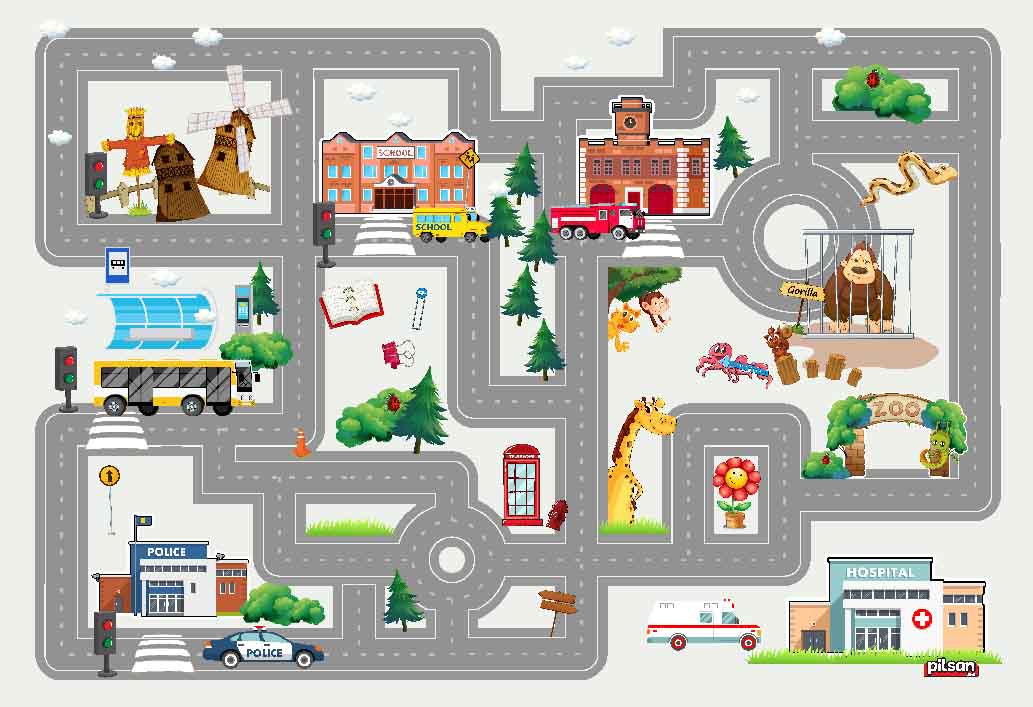 Kinderteppich - City Street (multi) (Größe: 120 x 170 cm)