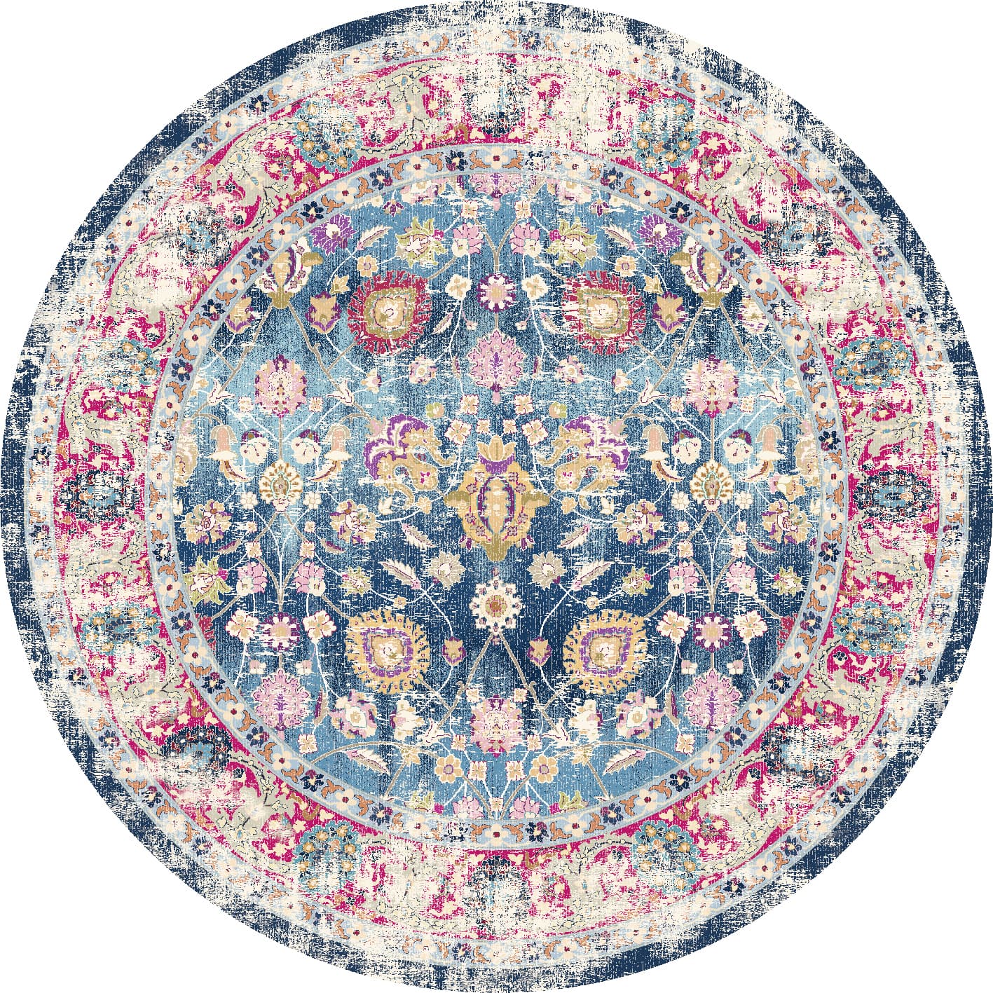 Rund Teppich - Bouhjar (blau/rosa/multi) (Größe: Ø 200 cm)