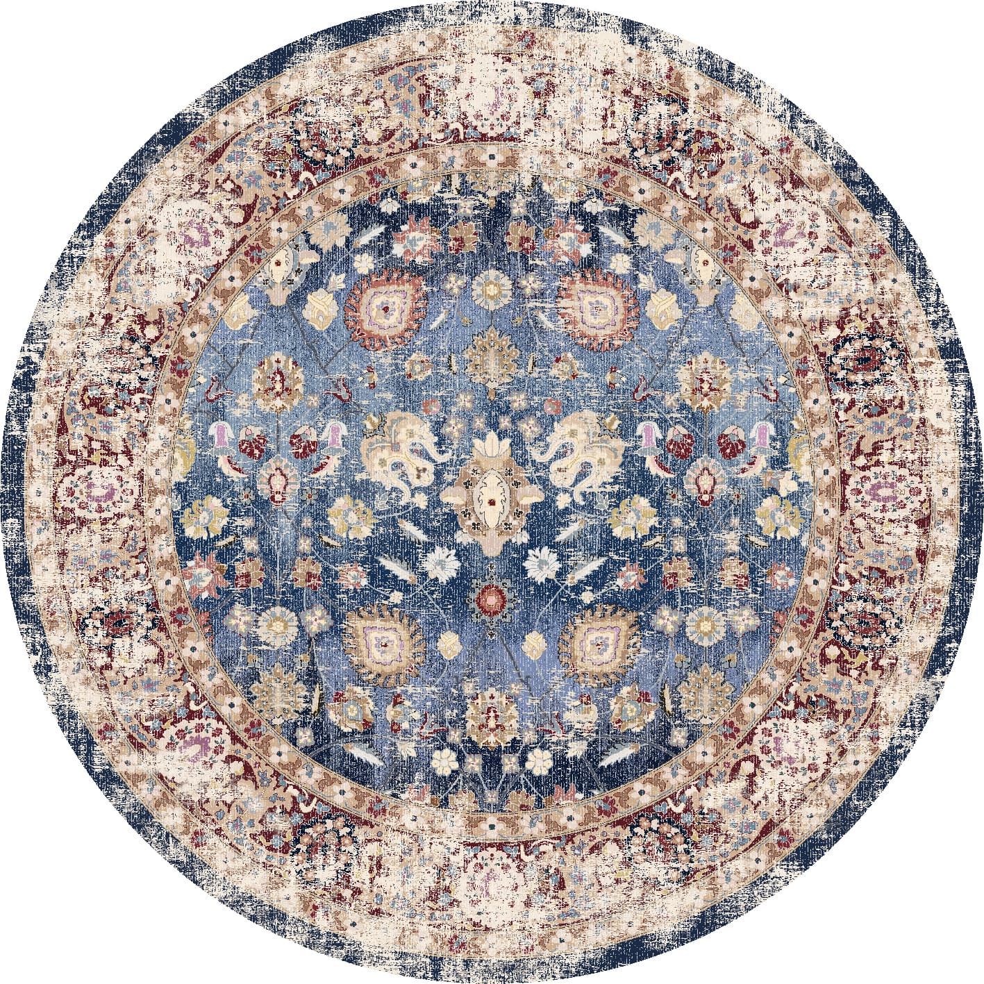 Rund Teppich - Bouhjar (dunkelblau/multi) (Größe: Ø 200 cm)