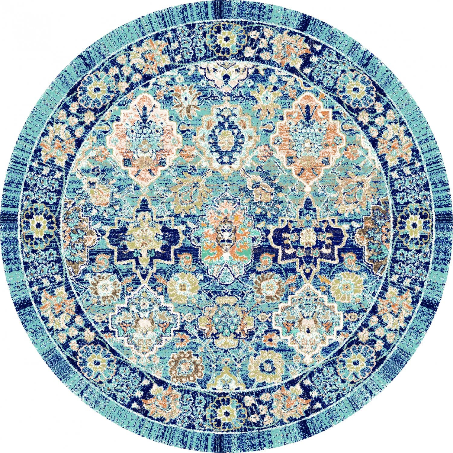 Rund Teppich - Fernana (blau/multi) (Größe: Ø 120 cm)