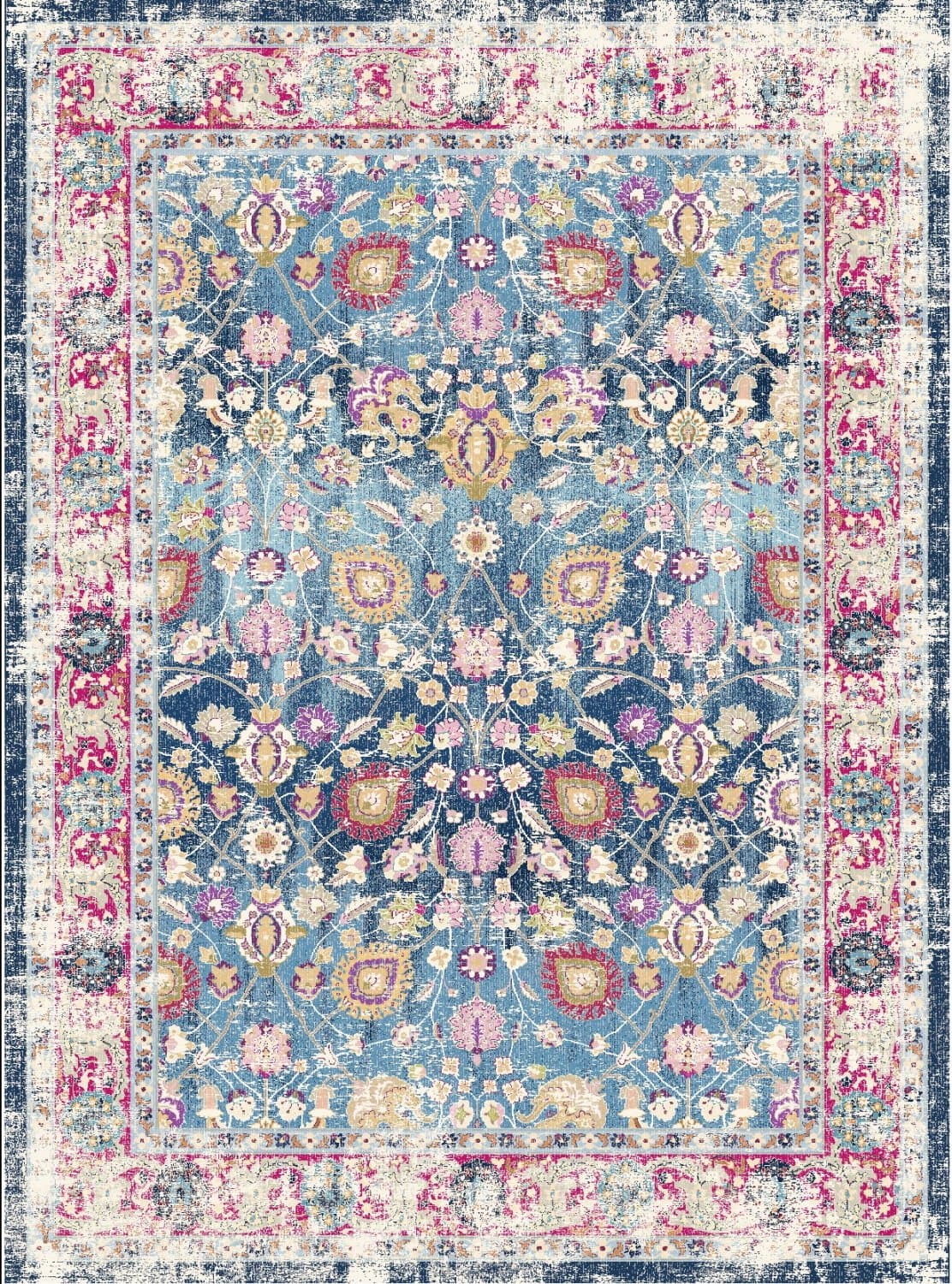 Wilton-Teppich - Bouhjar (blau/rosa/multi) (Größe: 200 x 280 cm)