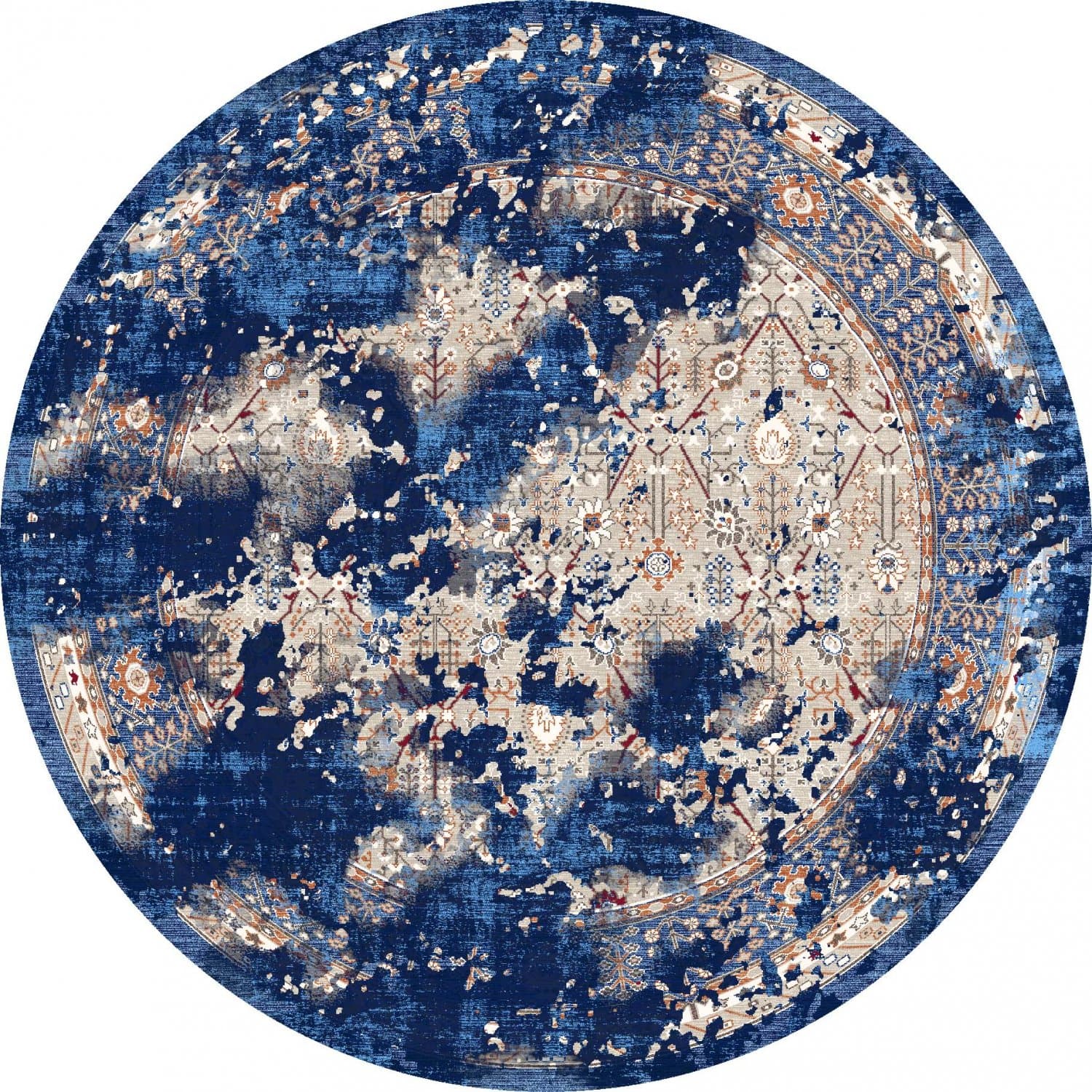 Rund Teppich - Temima (blau) (Größe: Ø 240 cm)