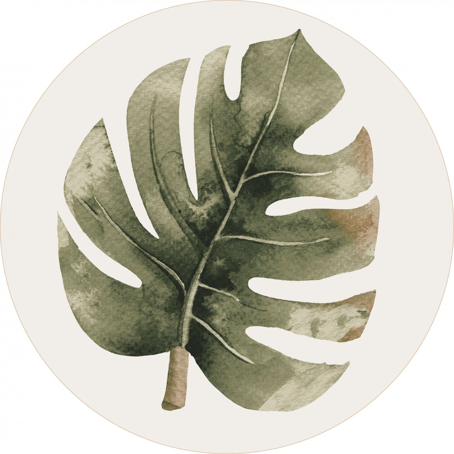 Rund Teppich - Falling Leaves (grün) (Größe: Ø 120 cm)