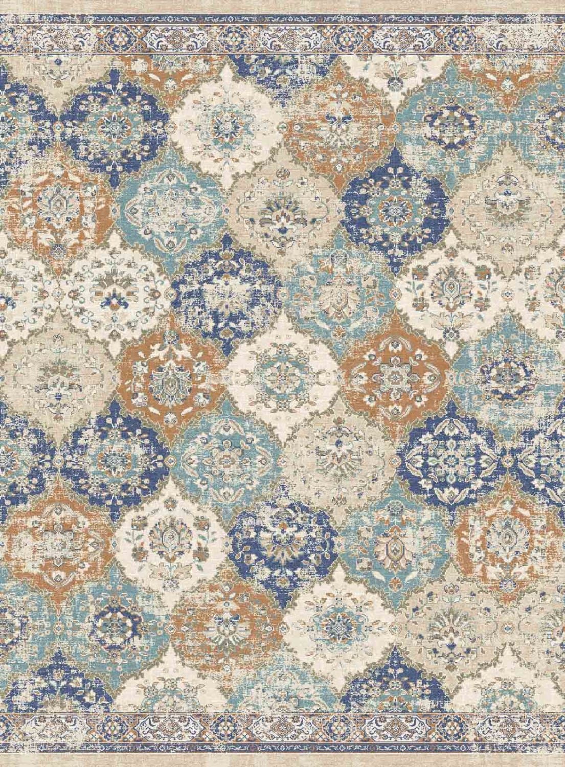 Wilton-Teppich - Bohemia (blau/multi) (Größe: 200 x 280 cm)