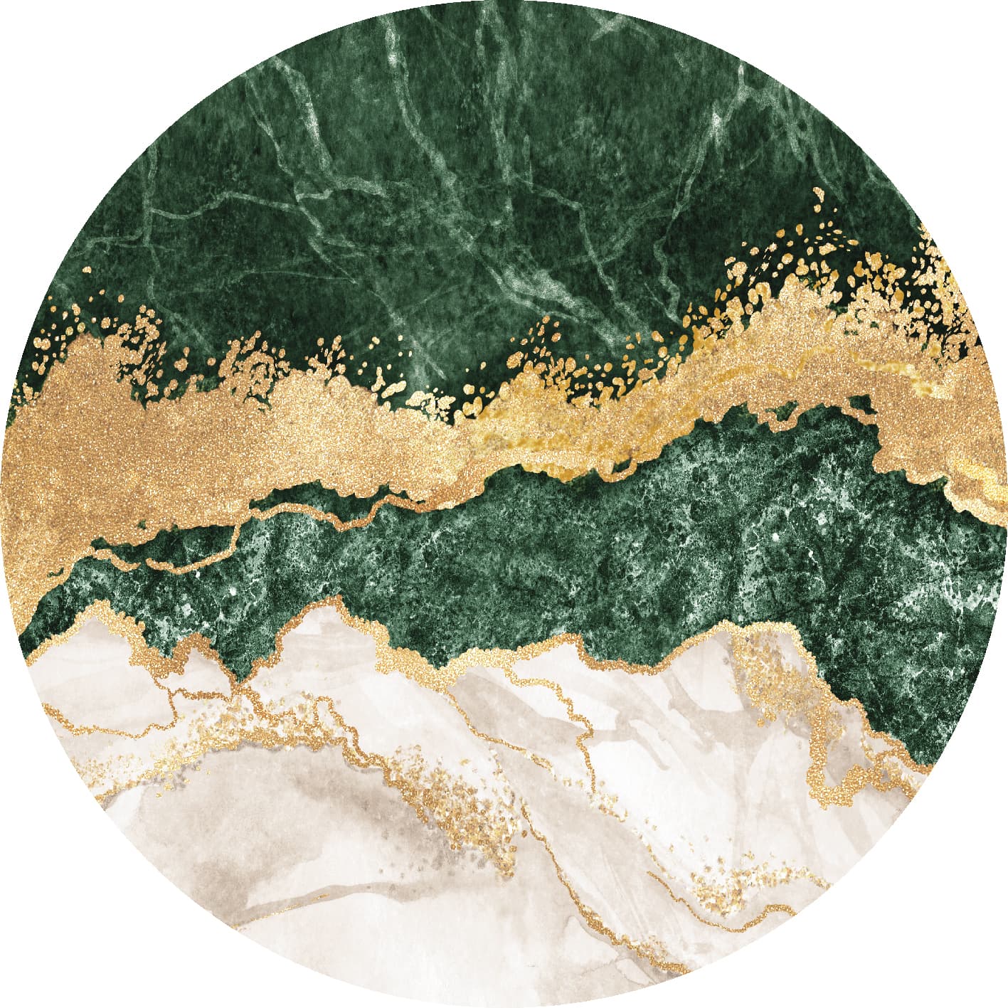 Rund Teppich - Padova (grün/weiß/gold) (Größe: Ø 200 cm)