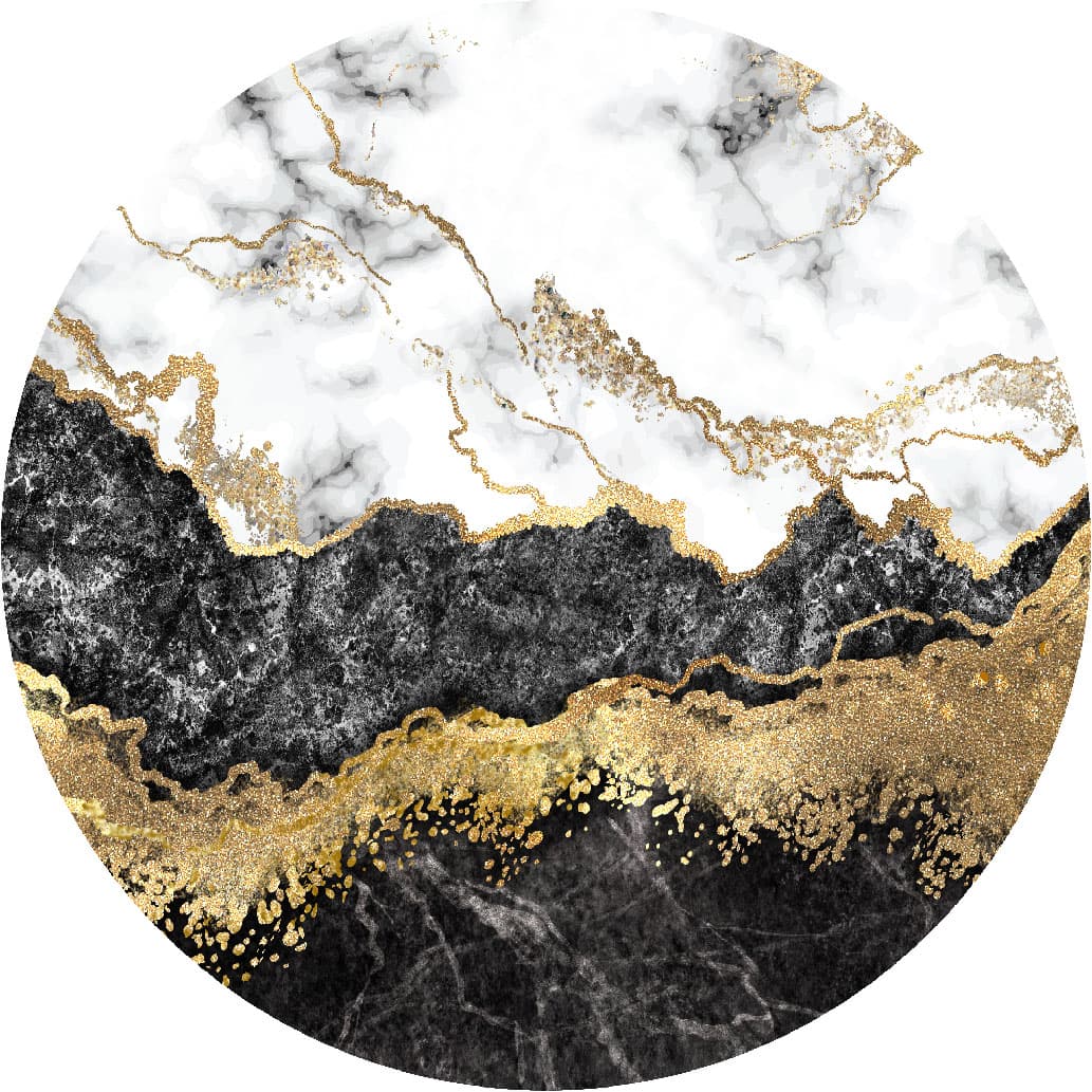 Rund Teppich - Padova (schwarz/weiß/gold) (Größe: Ø 160 cm)