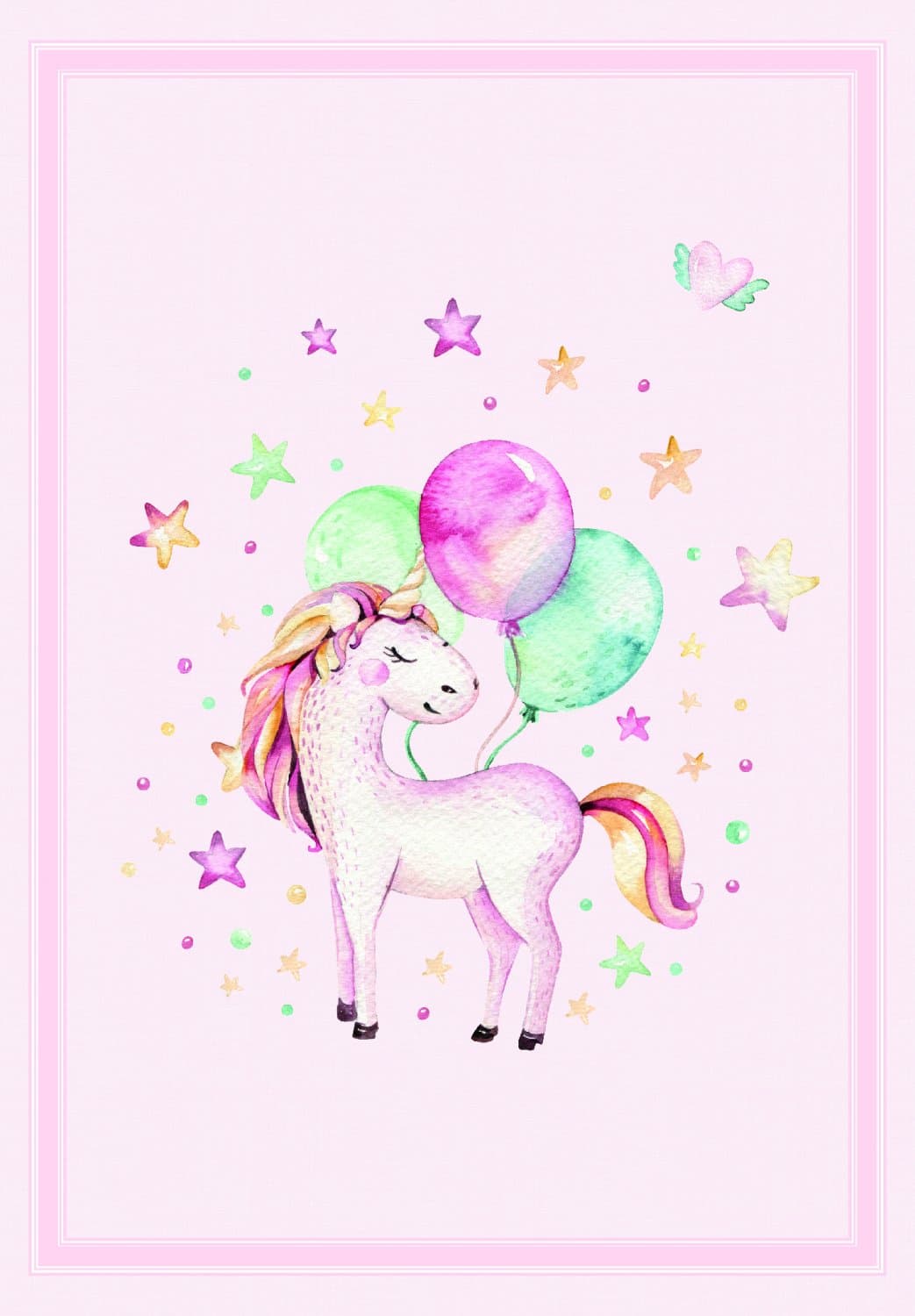 Kinderteppich - Unicorn Balloon (rosa) (Größe: 160 x 230 cm)
