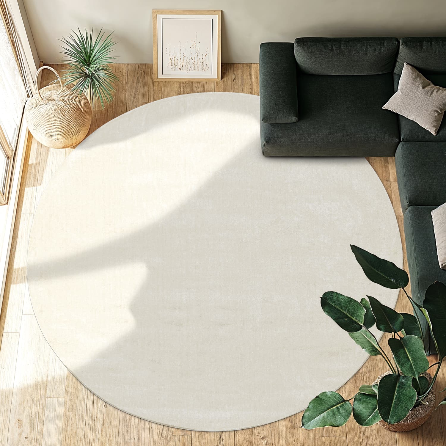 Rund Teppich - Recycled PET with viscose look (off-white) (Größe: Ø 80 cm)