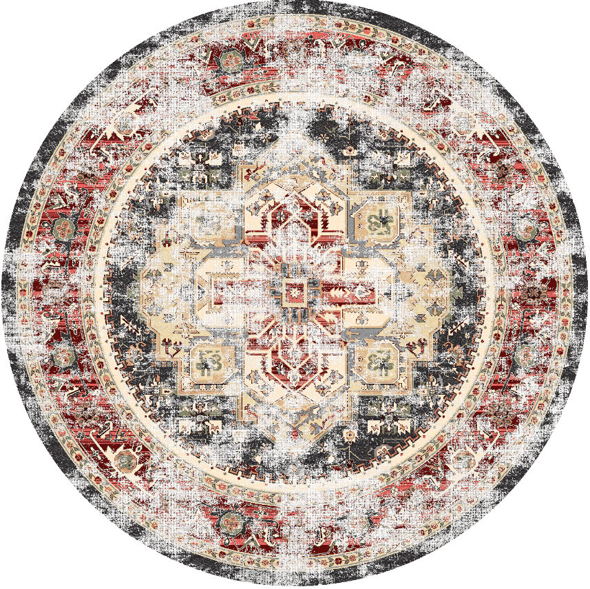 Rund Teppich - Javis (rot/bunt) (Größe: Ø 180 cm)