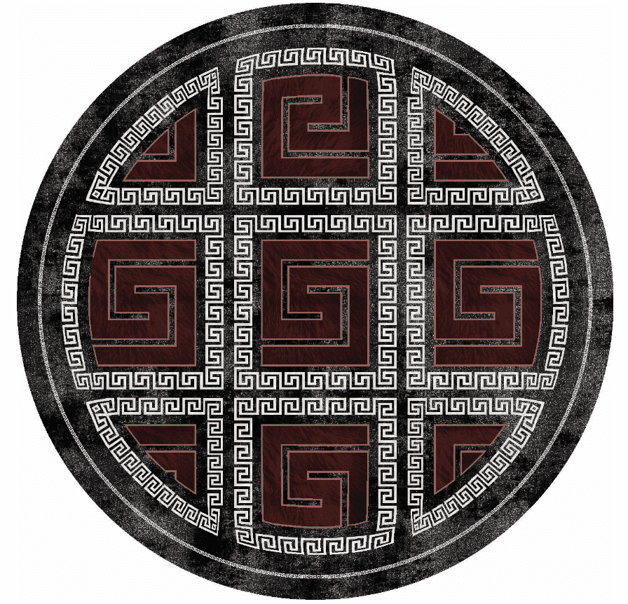 Rund Teppich - Milos (schwarz/rot) (Größe: Ø 180 cm)