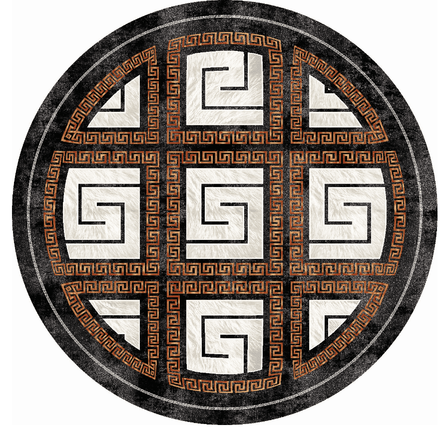 Rund Teppich - Milos (schwarz/weiß) (Größe: Ø 180 cm)