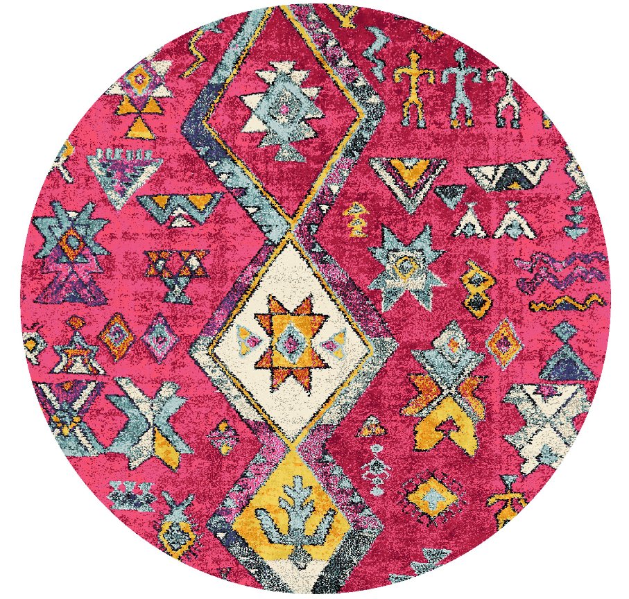 Rund Teppich - Misare (rosa/bunt) (Größe: Ø 180 cm)