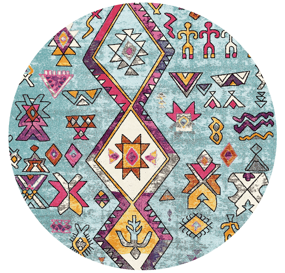 Rund Teppich - Misare (blau/bunt) (Größe: Ø 180 cm)
