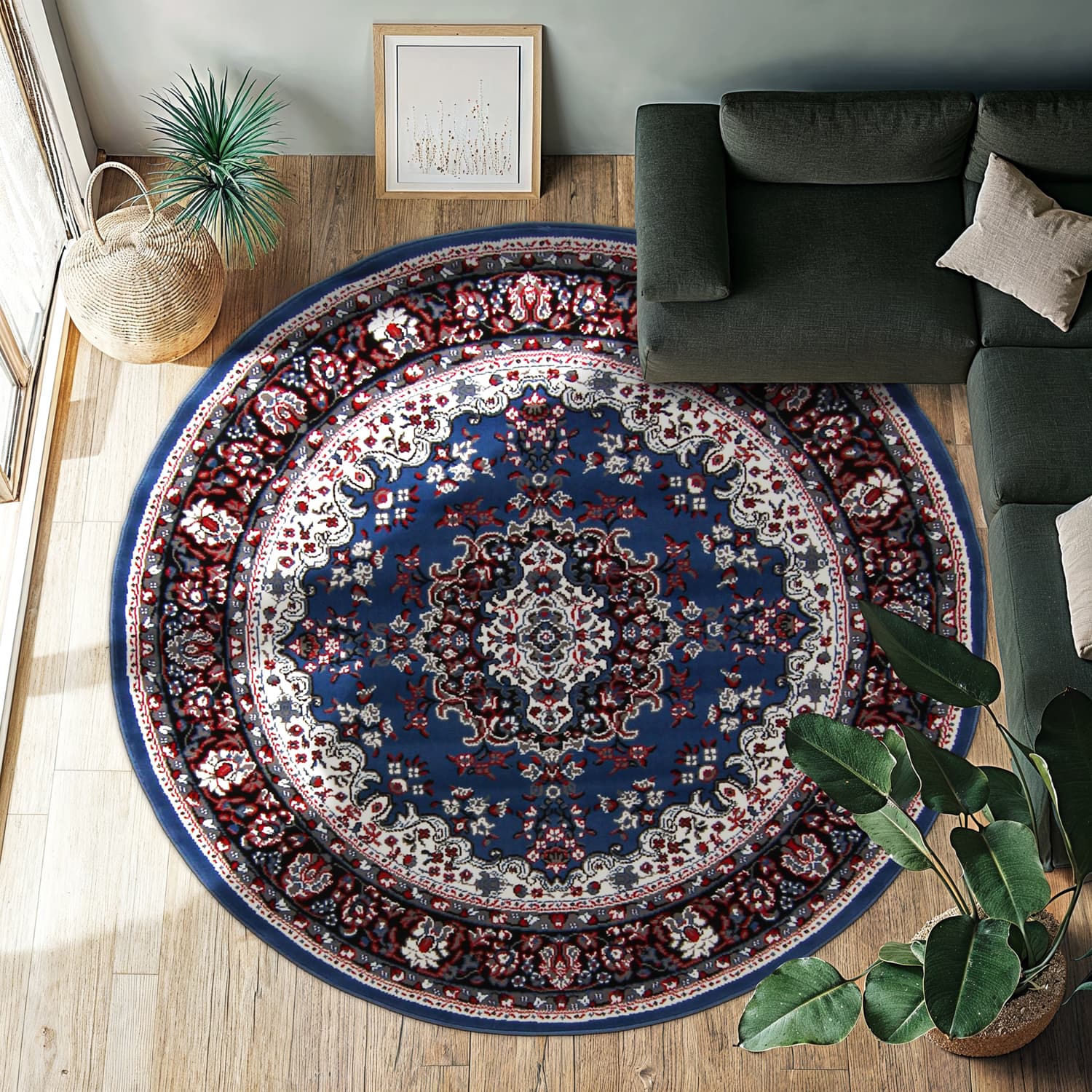 Rund Teppich - Peking (blau) (Größe: Ø 160 cm)