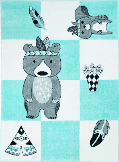 Kinderteppich - Bueno Indian Bear (Türkis) (Größe: 160 x 230 cm)