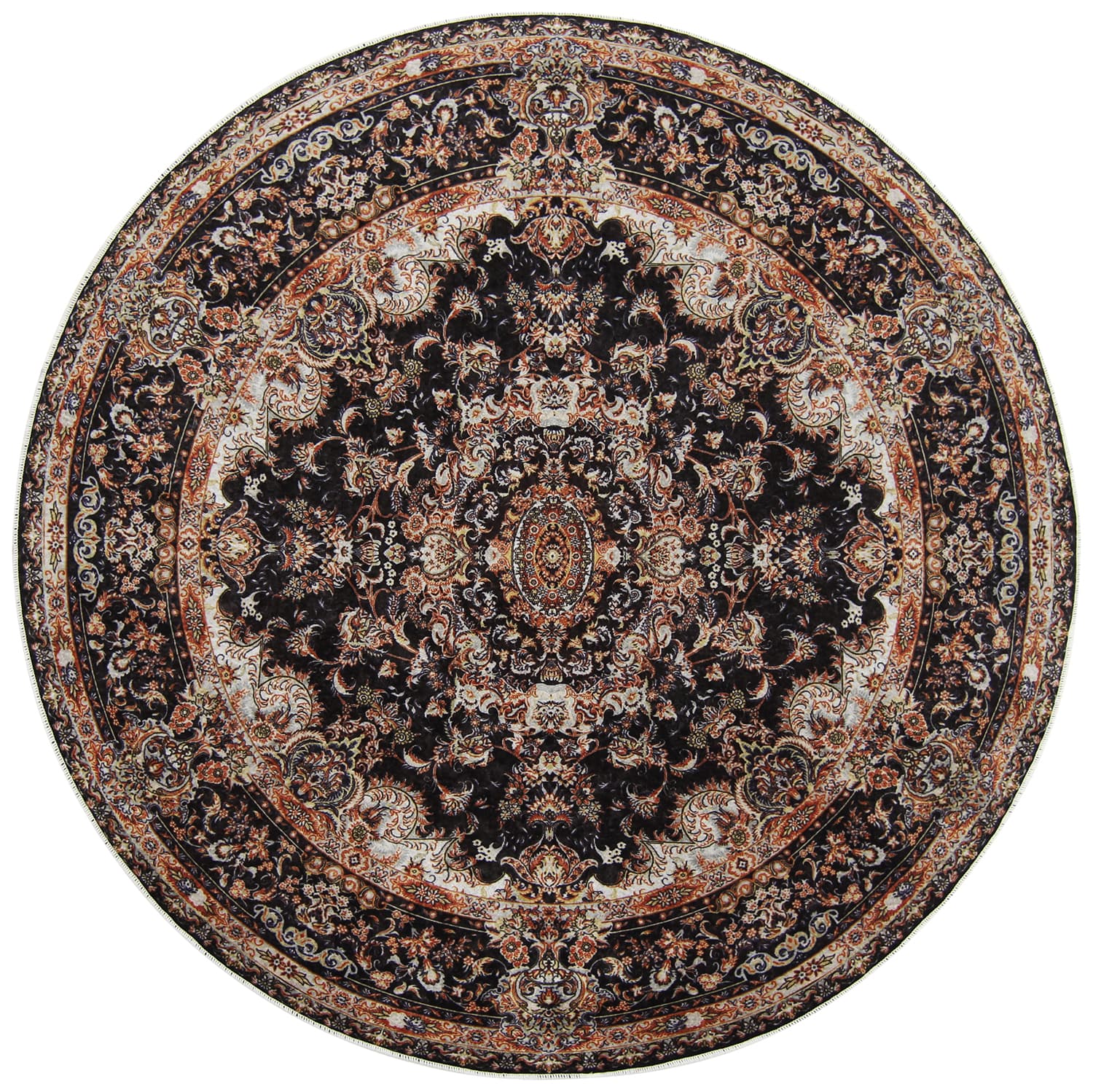 Rund Teppich - Vakifli (schwarz/multi) (Größe: Ø 200 cm)