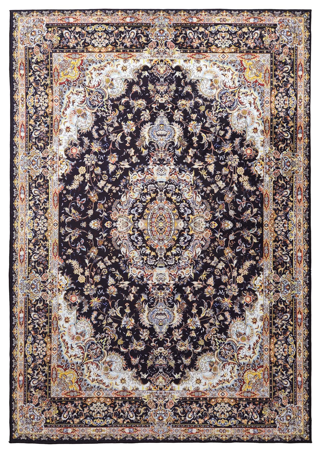 Wilton-Teppich - Vakifli (schwarz/multi) (Größe: 160 x 230 cm)